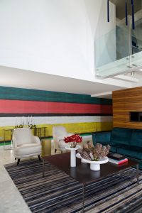 Apartment living room with modern interior design, luxurious decoration.