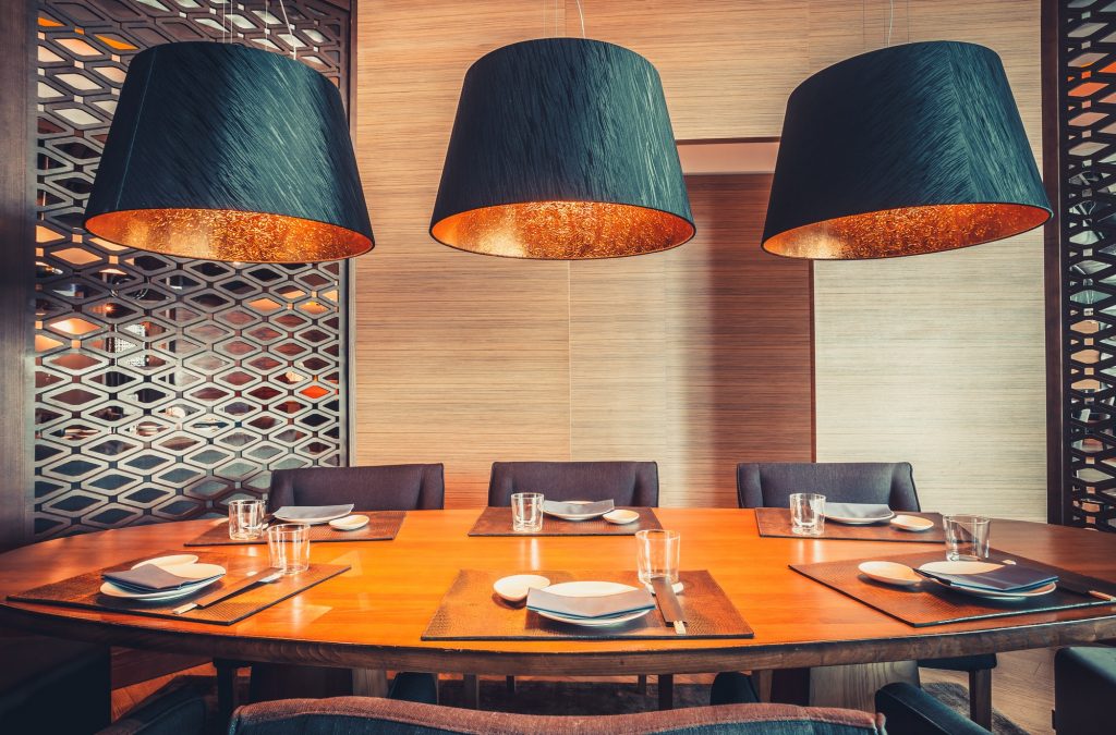 restaurant with table and tableware